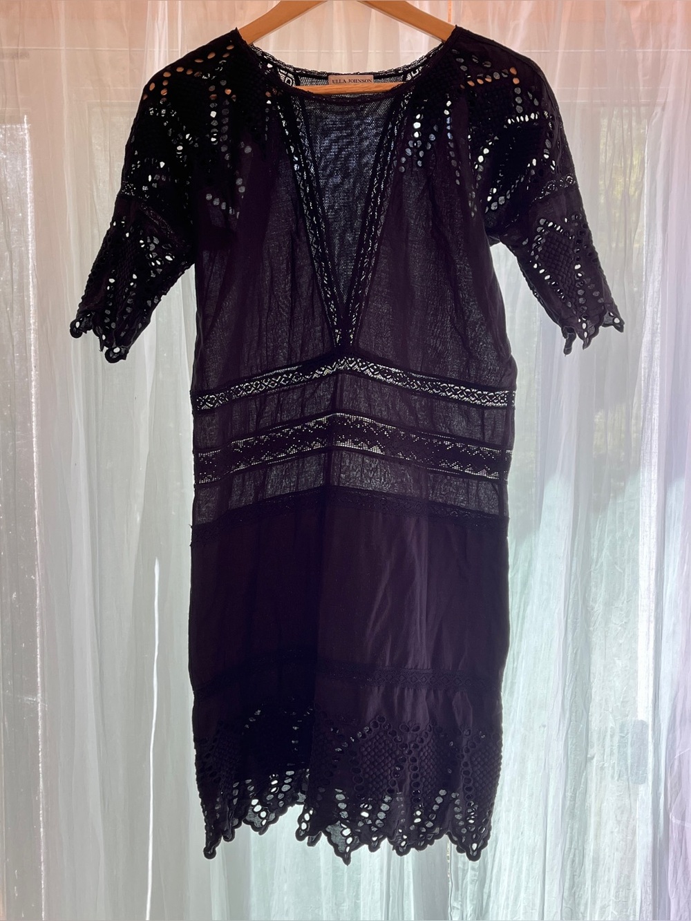 Ulla Johnson “Lupe” Dress Sz 4 | Sheer Eyelet Lace 1/2 Sleeve 100% Cotton